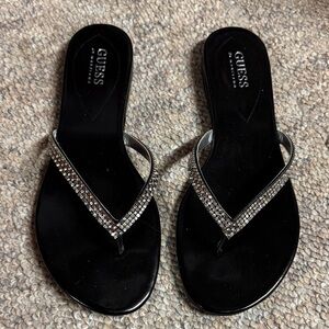 Guess by Marciano Black Sandals with Silver Embellishments